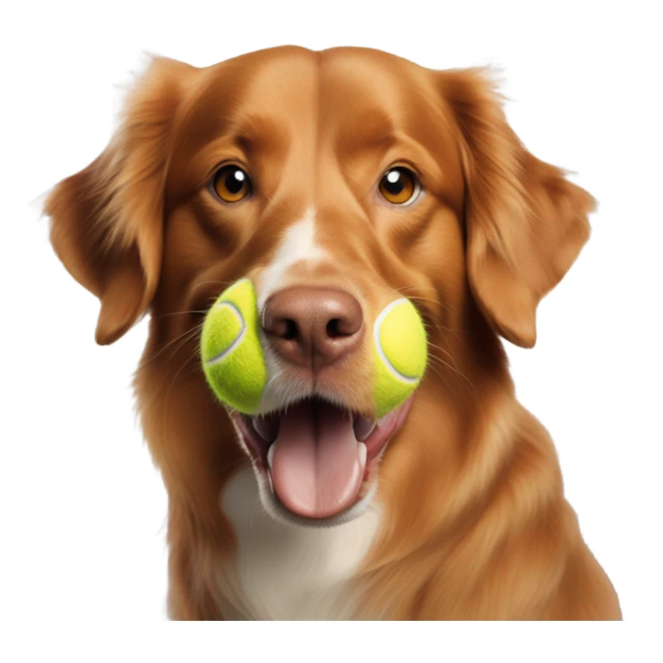 Nova Scotia duck tolling retriever holding a tennis ball sticker