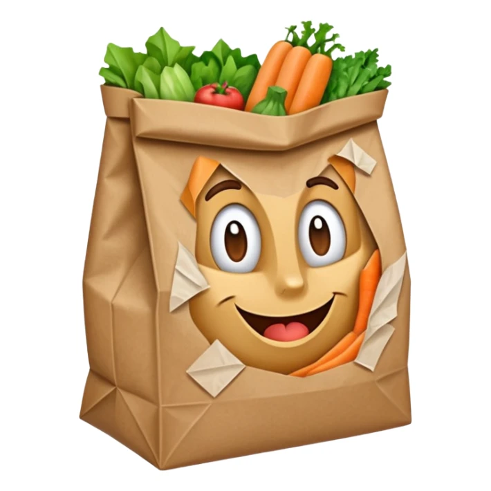 a bag of groceries, no picture on the bag sticker