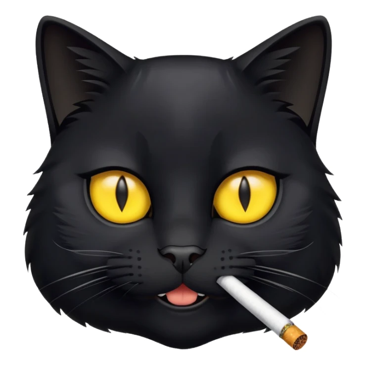 A black cat with a cigarette in his teeth and yellow eyes sticker