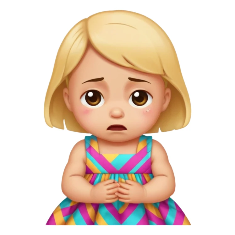 crying baby in colorful dress sticker