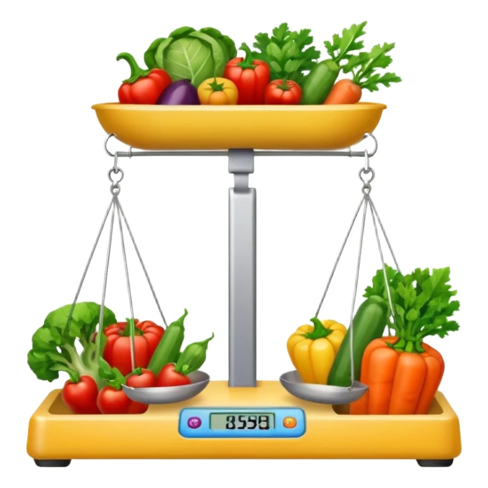 scale with symbol keys for vegetables from the front sticker