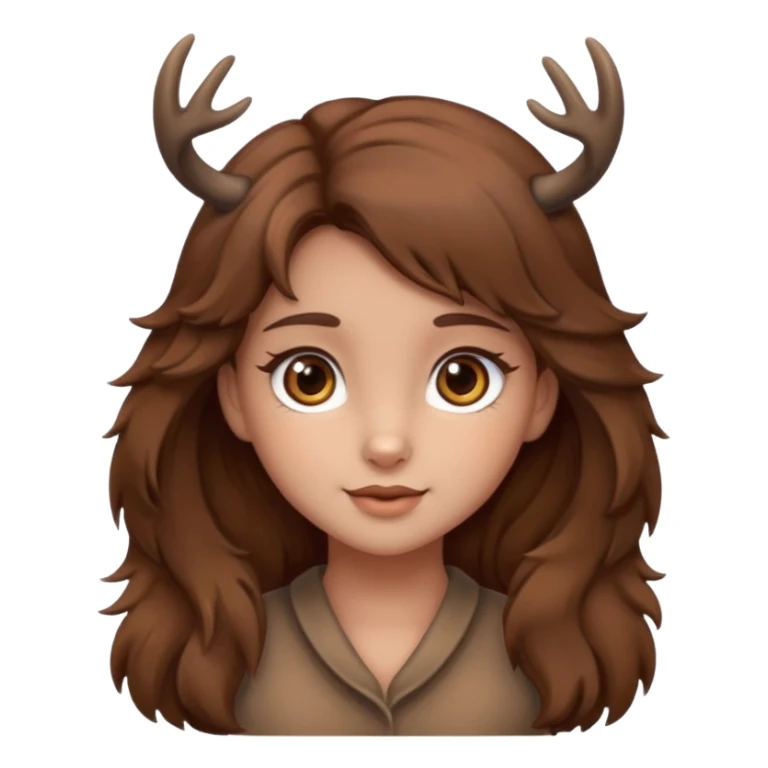 Make a cute girl deer with brown hair and brown eyes sticker