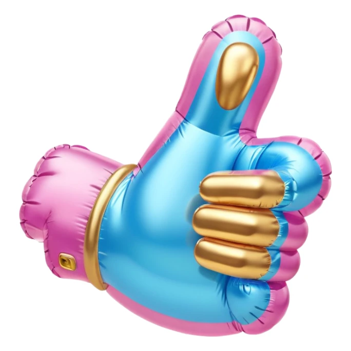 ornate pink gold and light blue inflatable thumbs up sticker