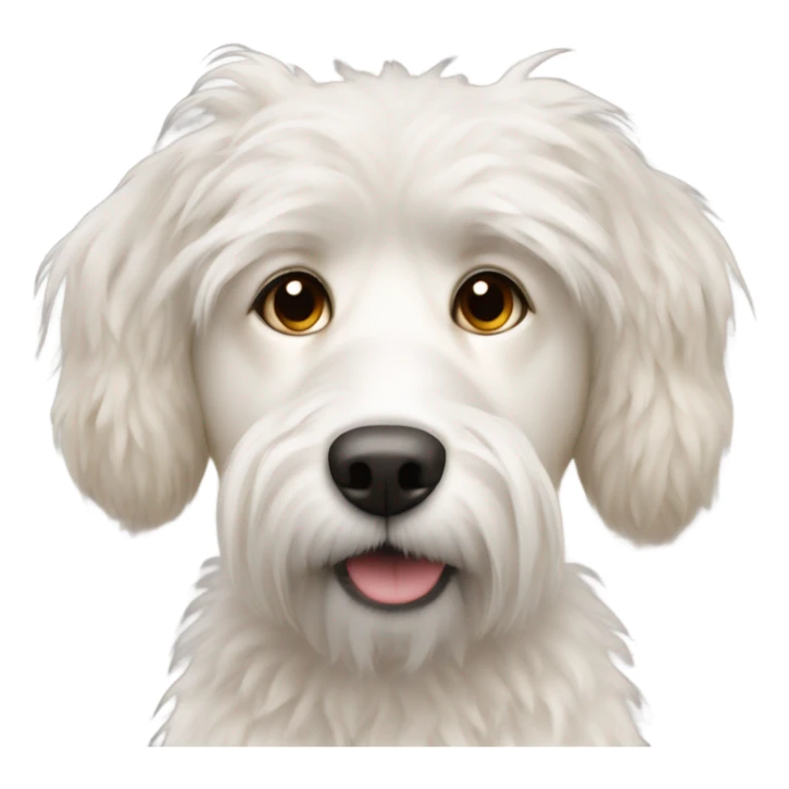 a white dog, messy white hair, light brown eyes, it's a patou mixed sticker