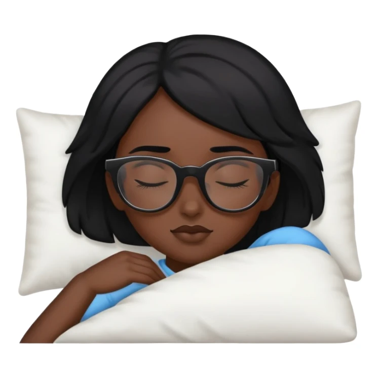 A girl with black hair and dark glasses is sleeping. sticker