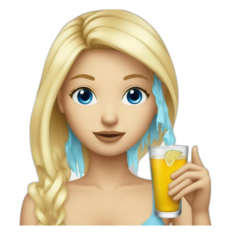 blonde blue eyed girl drinking tequila sticker