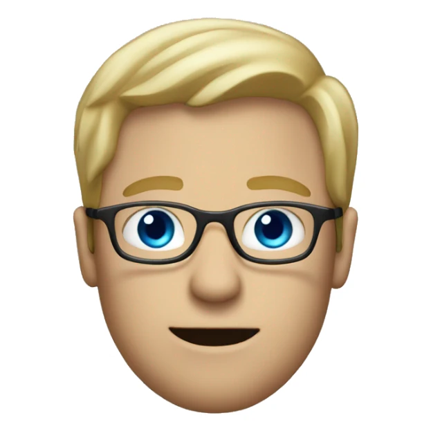 Dirty blond hair man with blue eyes and eyeglasses sticker