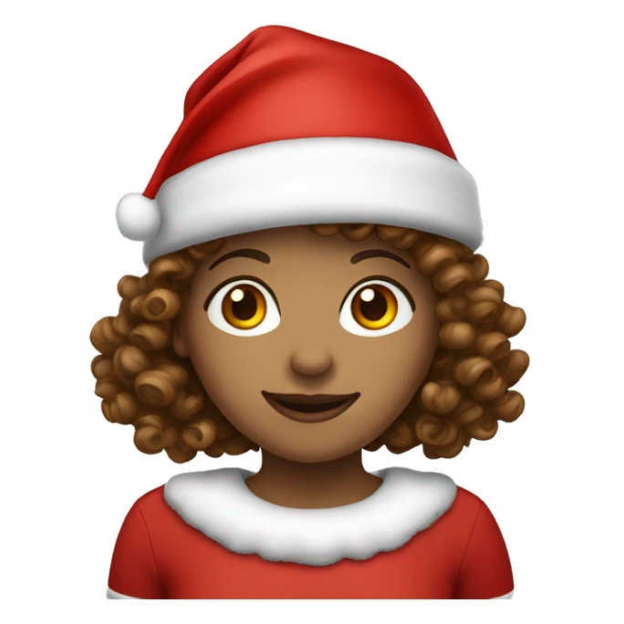 Brown curly hair girl Santa claus’ hat sticker