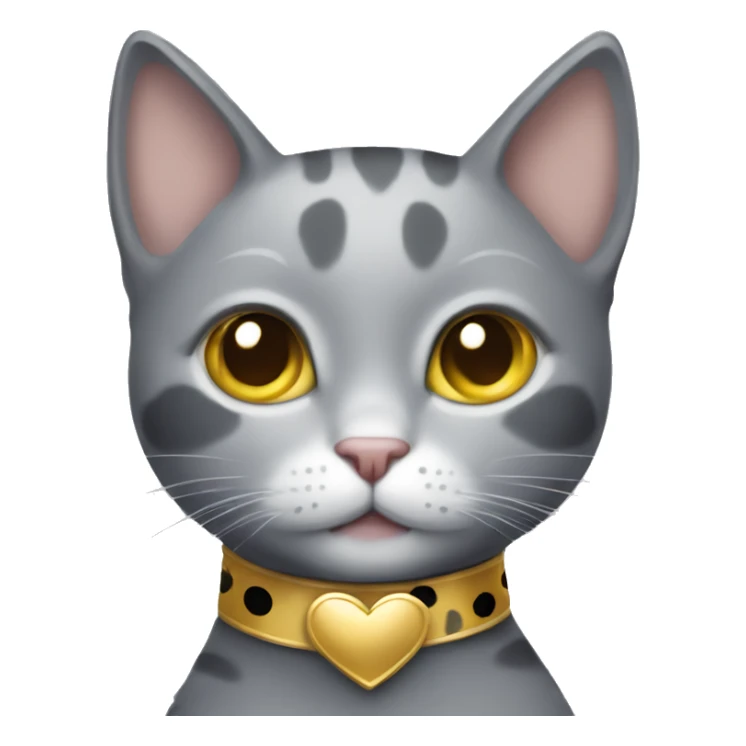 grey cat with spots with golden heart collar sticker