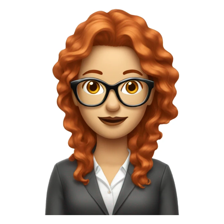 Wavy red haired women with big golden glasses Homeoffice    sticker
