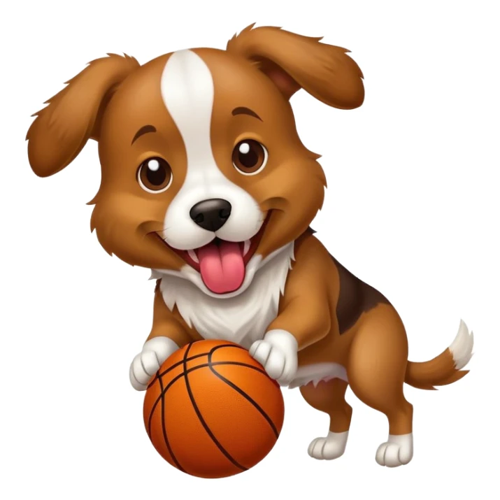 Dog dunking basketball with tongue out  sticker