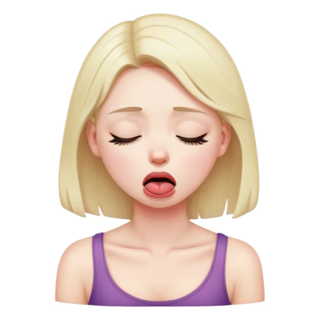 girl holding her neck with her eyes closed and tounge out looking upset sticker