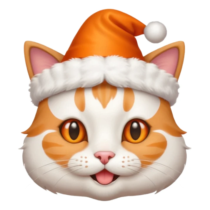 Create cute cat face wearing birthday cap and happy sticker