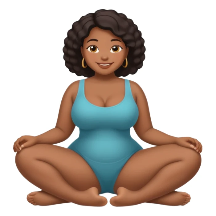 curvy black woman, back view, sitting on her soles, smiling, SFW, no explicit content sticker