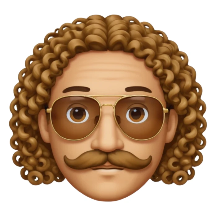 LONG CURLY mustached man in sunglasses sticker