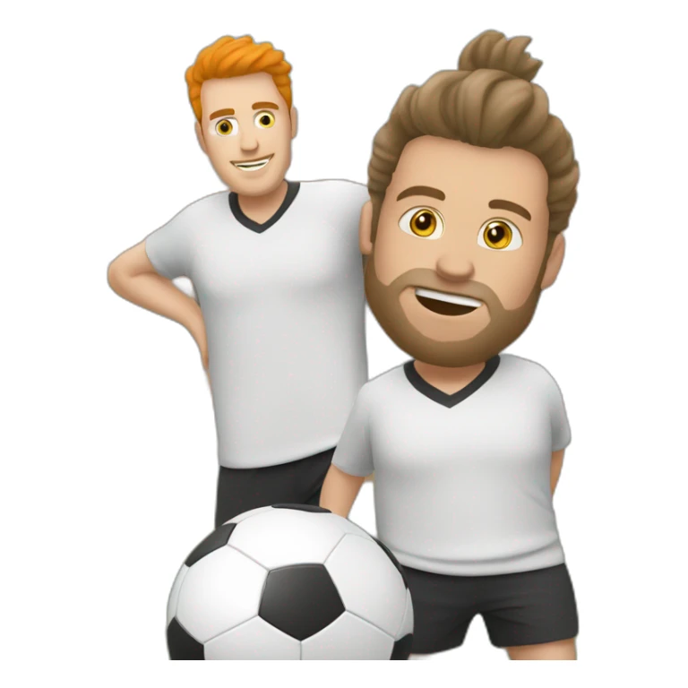 Fat white man play soccer orange haïr brun sticker
