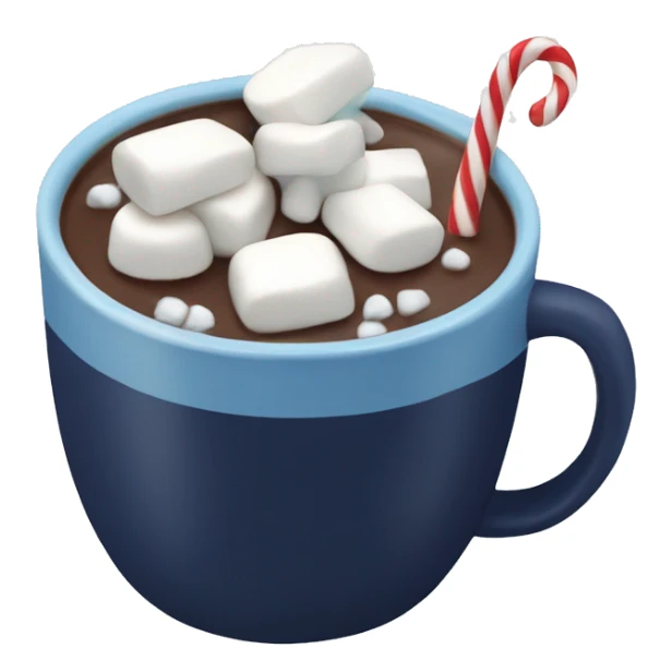 Navy blue mug of hot chocolate with marshmallows  sticker