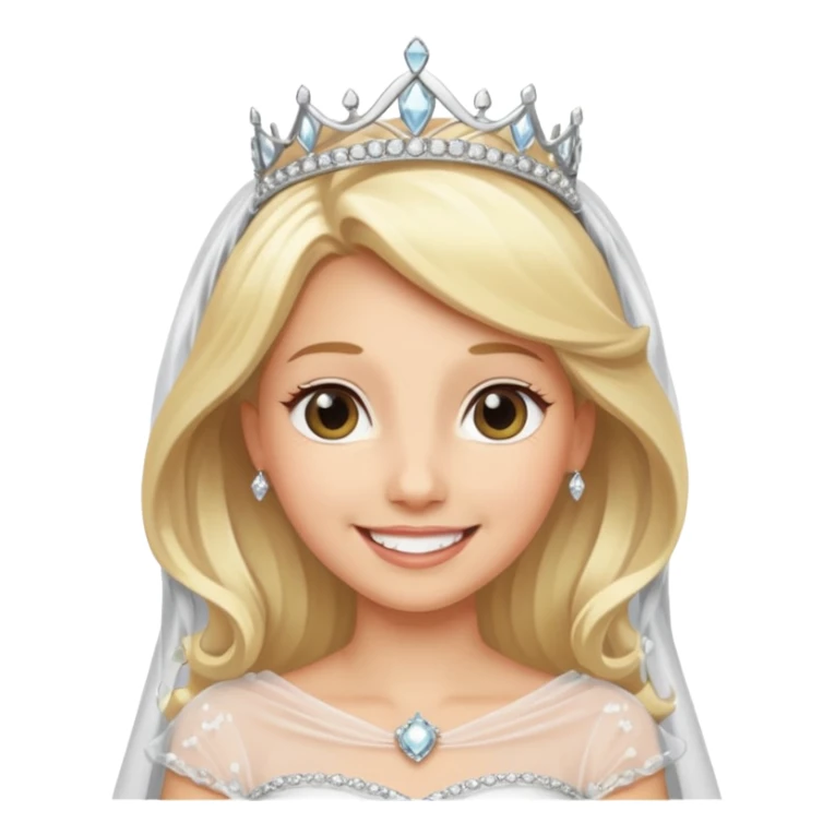 blonde bride silver diamond tiara and veil sticker