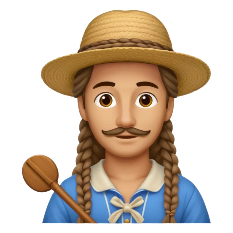 venice gondolier with long braided hair, iconic hat  sticker