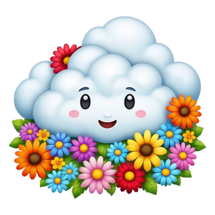 A fluffy cloud made entirely of colorful flowers sticker