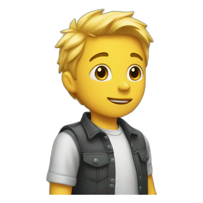 The boy is standing behind the fence sticker