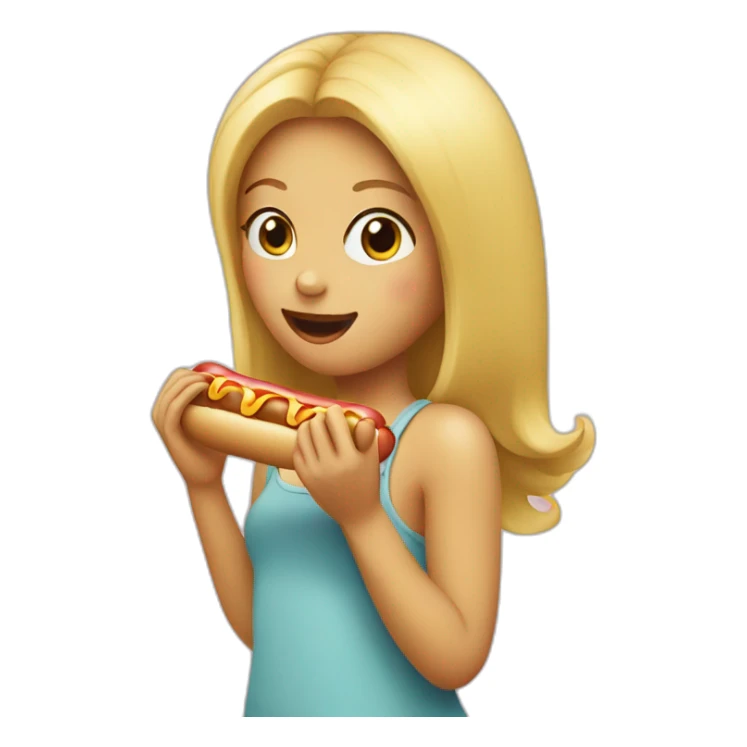 Blond girl eating hot dog sticker