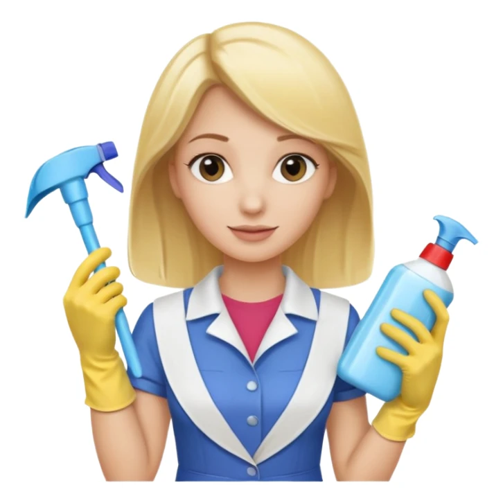 Uma mulher loura fazendo limpeza ou com produtos de limpeza sticker