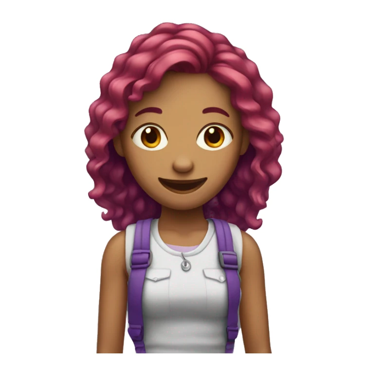 Girl with red/purple hair and braces sticker