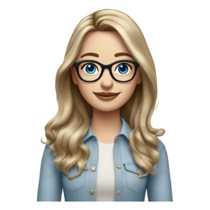 Shoulder length Balayage pale Realistic woman with glasses and blue eyes happy  sticker