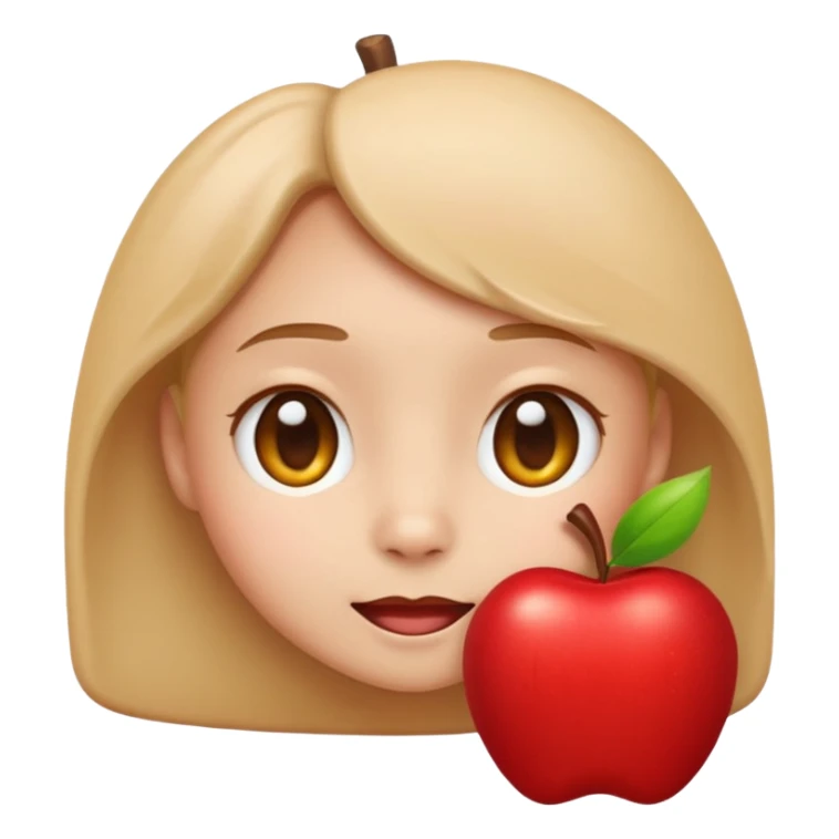 lububu shy expression, apple emoji style, simple bright, rounded, playful sticker