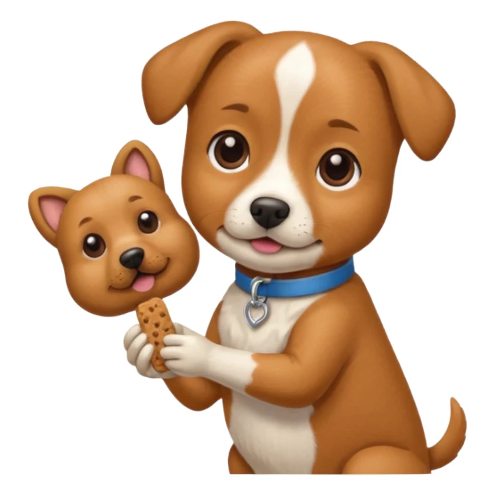 trainer hand holding a treat in front of a dog sticker