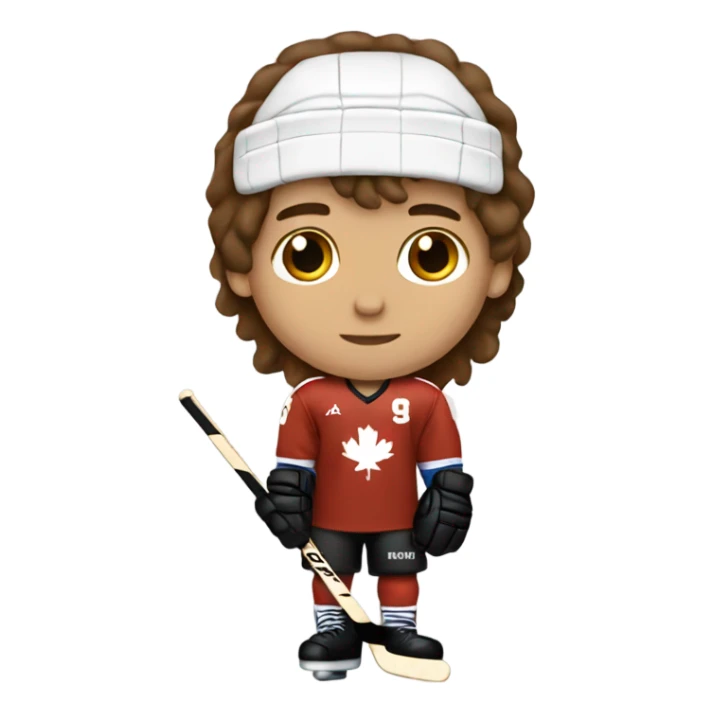 Boy Hockey player long brown hair number 7 jersey sticker