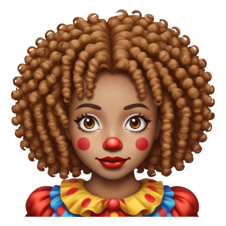 black girl curly hair with clown face sticker