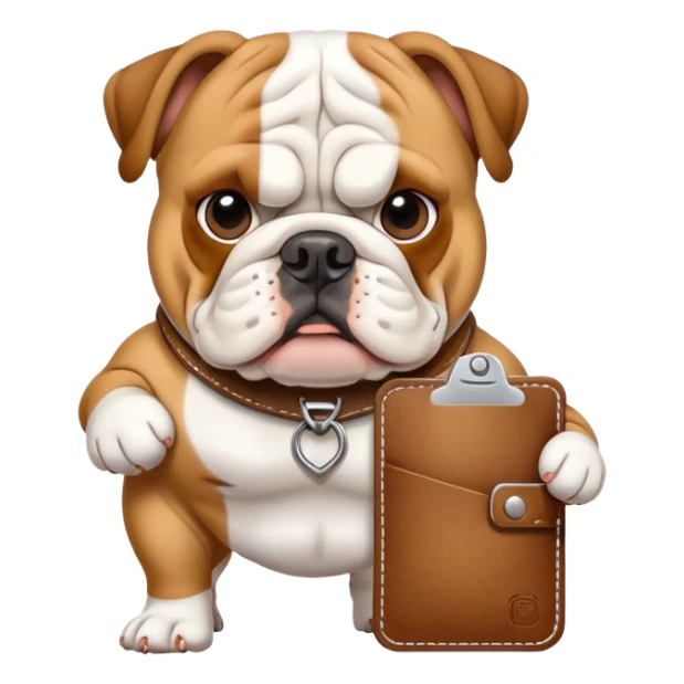 English bulldog proudly displaying a permit sticker