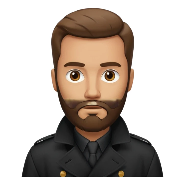 bearded man in black in black trenchcoat  sticker