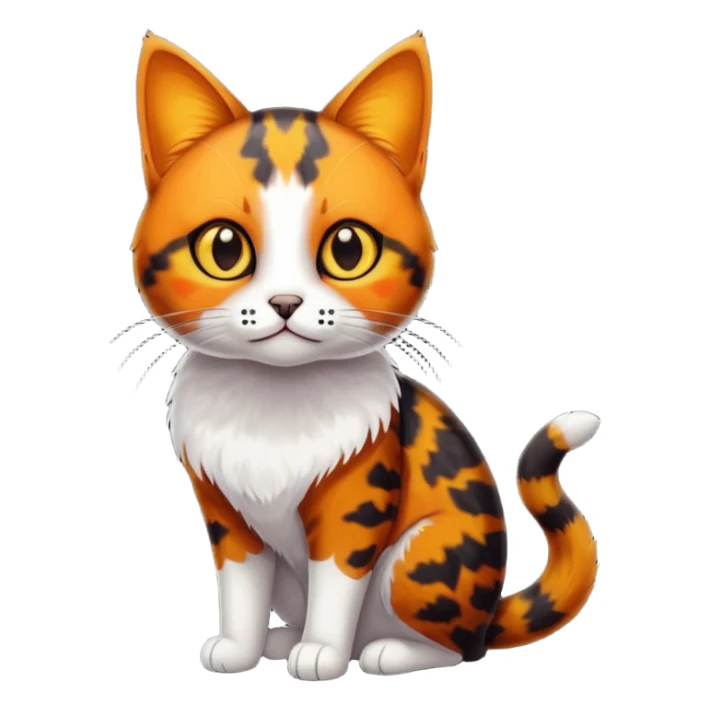 small tortoiseshell cat. amber eyes. full body. 0% white  sticker