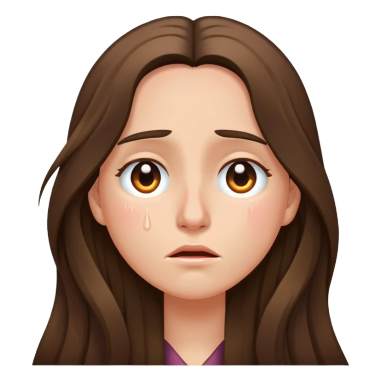 Very long hair Brunette with peachy ish skin crying tears  sticker