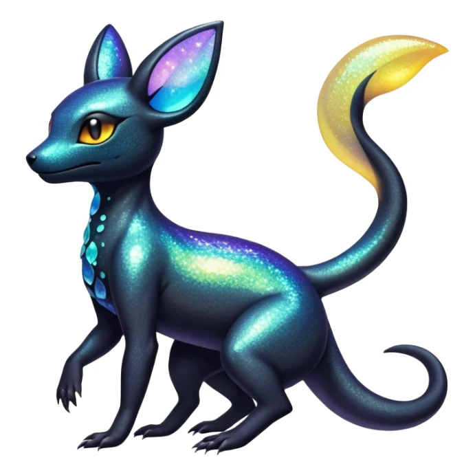 Pastel Iridescent Shiny Sparkly Exotic Salandit-Umbreon-Fakémon-hybrid-creature (full body)  sticker