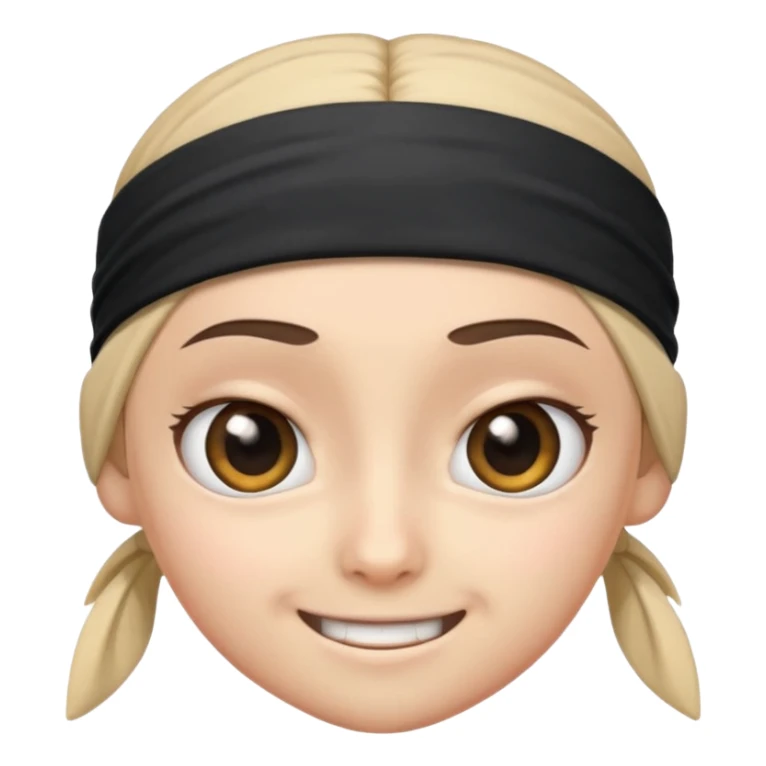 ninja face emoji style, big eyes, headband, smiling, no cup shape sticker