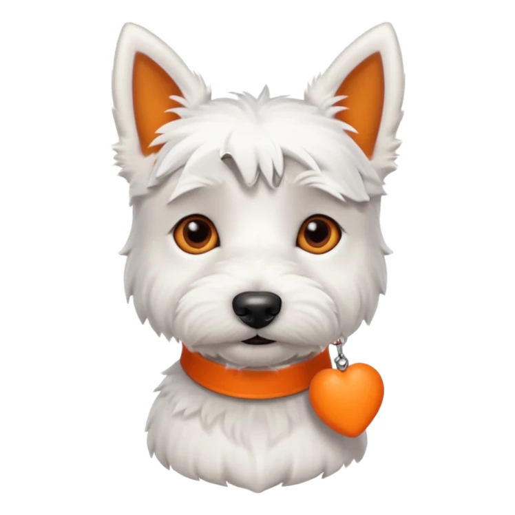 Cute Boy Westie with an orange collar and bone shaped name tag white short ears sticker