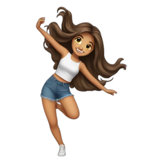 cute latina girl with long hair dancing sticker