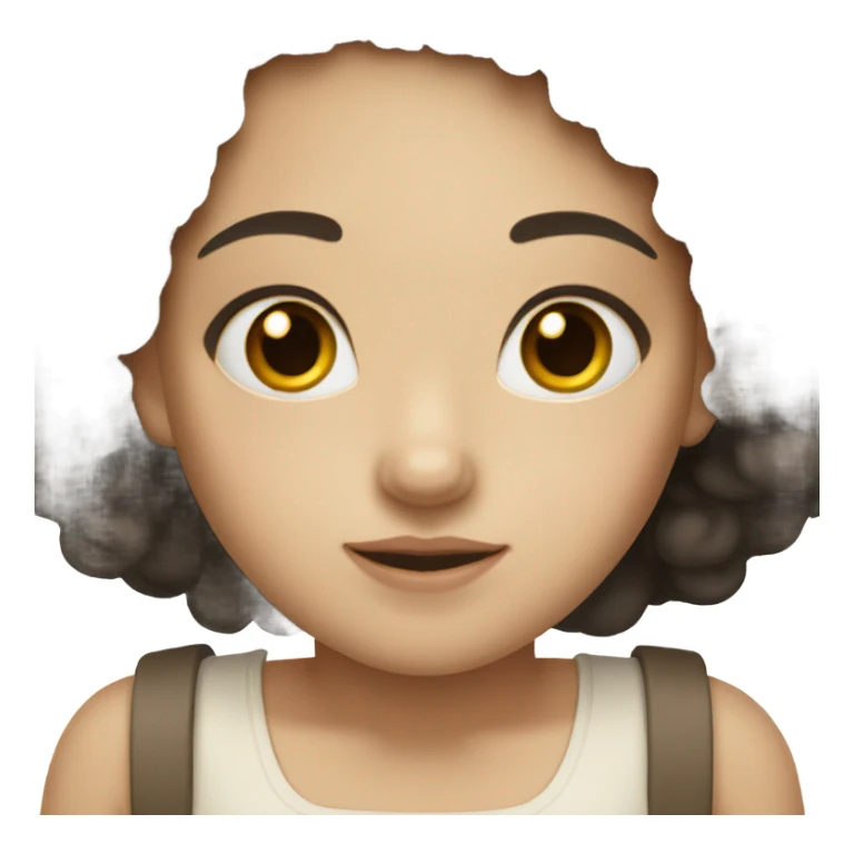 pale black curly haired girl with brown eyes sticker