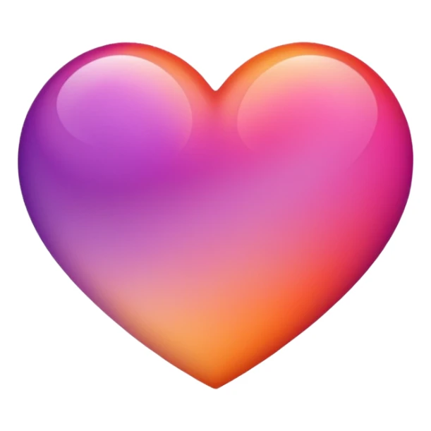 This emoji shows a stylized heart shape rotated 90 degreesIt features a smooth gradient blending warm orange, pink, and purple tones, creating a soft and vibrant look.  sticker