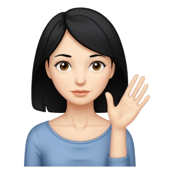 woman black long hair touching wrinkle skin sticker