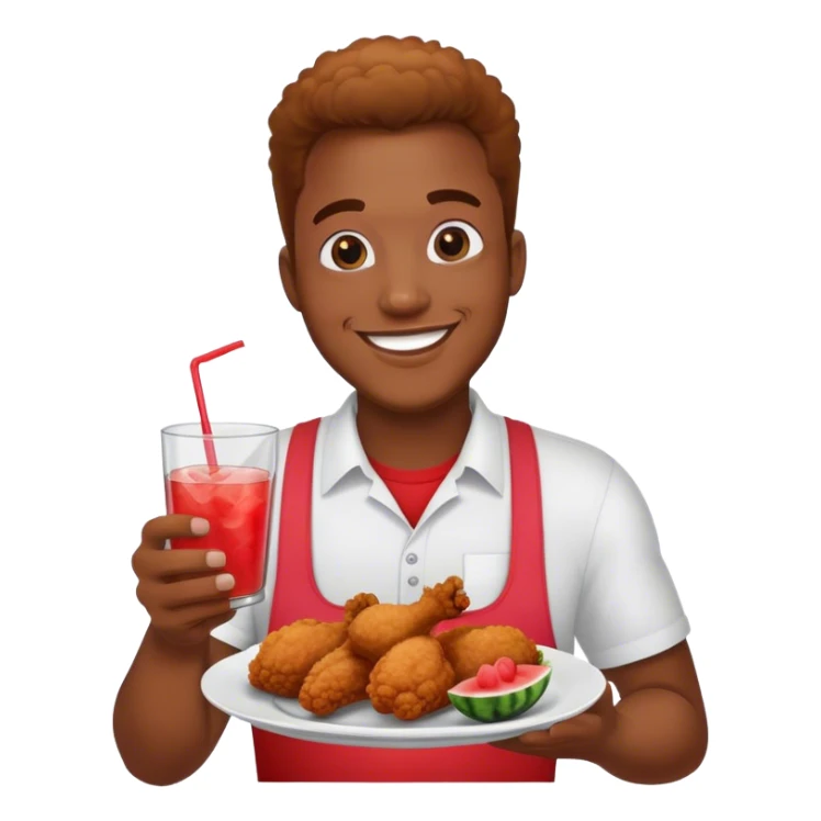 Black guy receiving kool aid fried chicken and watermelon  sticker