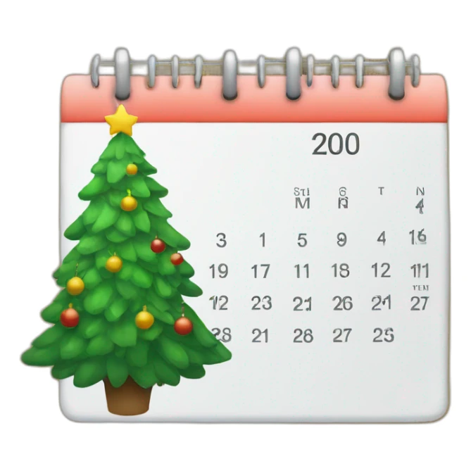 combine a calendar and a christmas tree sticker