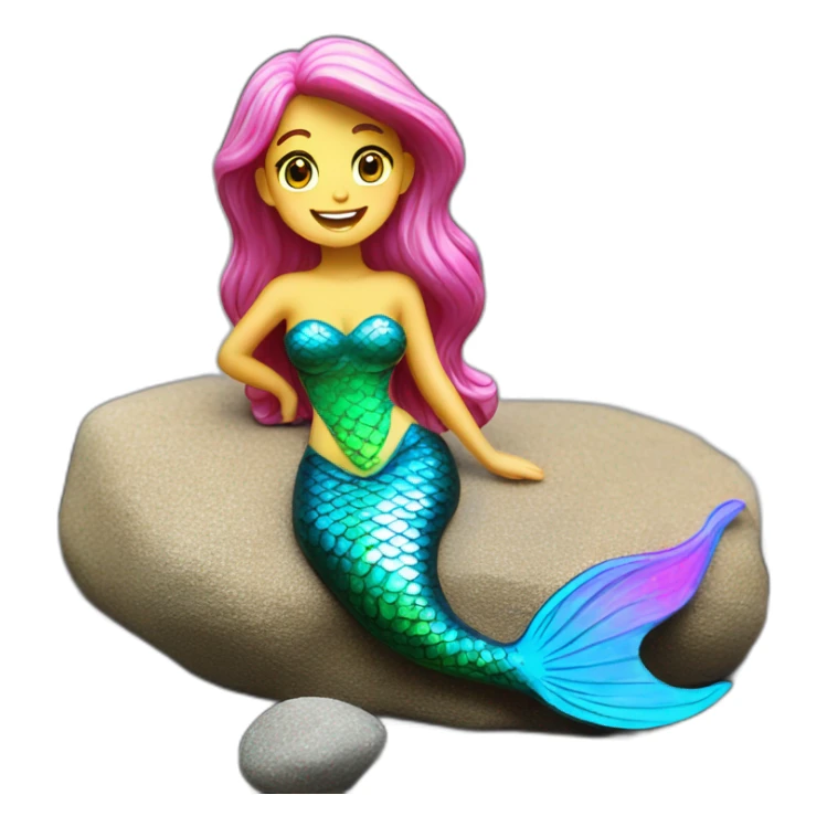 Mermaid on a rock holographic sticker