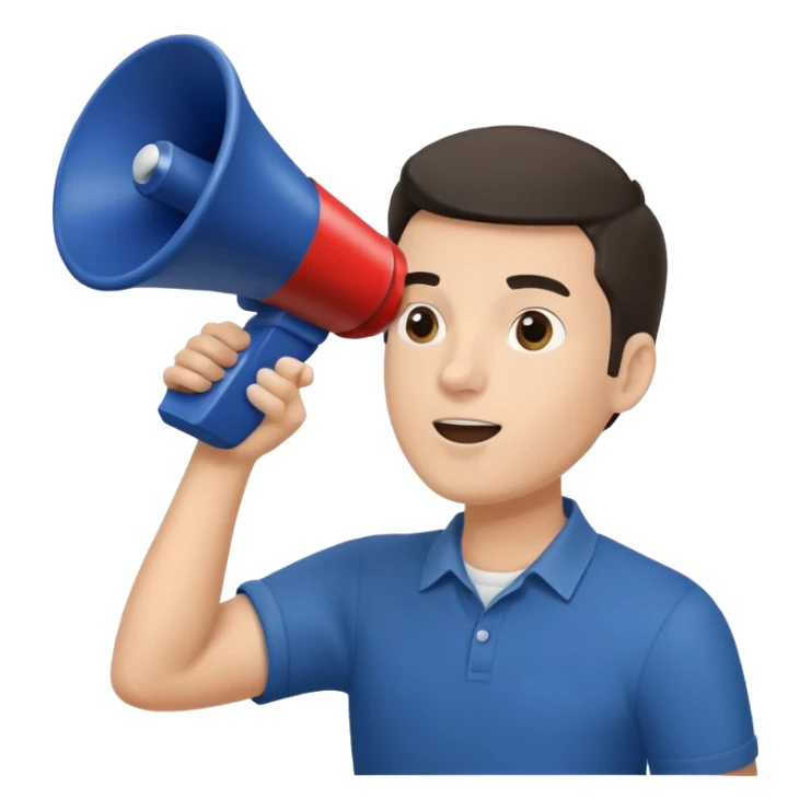 megaphone with male hand, collage style sticker