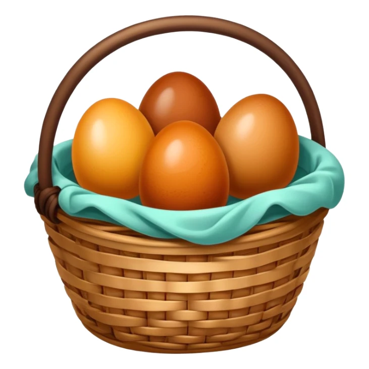 Tea eggs marbled brown appearance in basket, simplified emoji style with bold outlines and bright colors, cartoon style Chinese breakfast Cha Ye Dan sticker