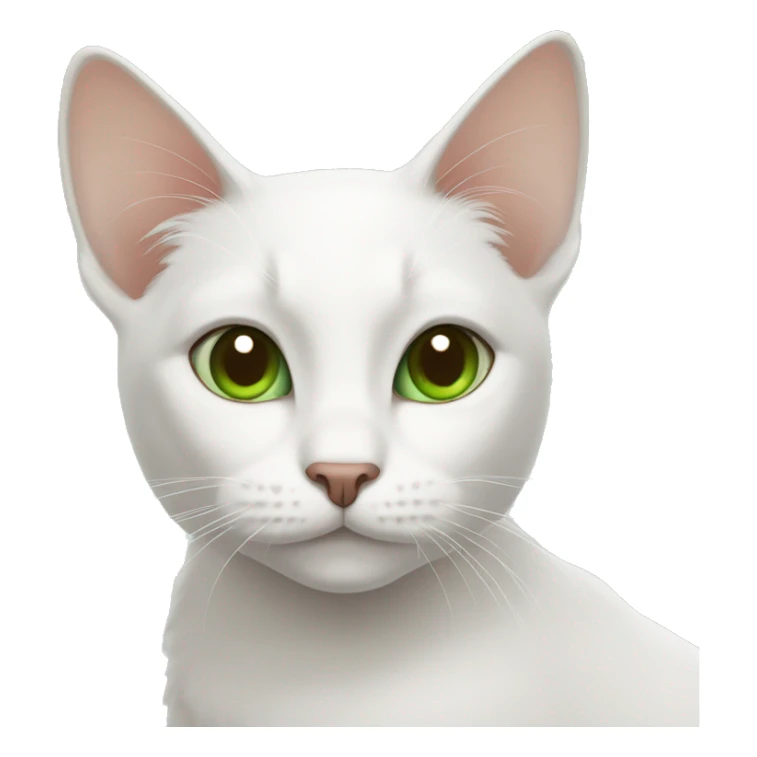 White cat. Green eyes. Brown ears and top sides of head sticker